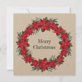 Cartão De Festividades Red Poinsettia Wreath
