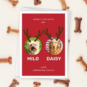 Cartão De Festividades Red Reinpet 2 Foto Pet Natal Folheto