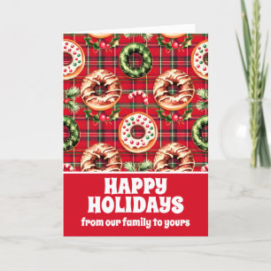 Cartão De Festividades Red Retro Natal Rosquinhas Red Tartan Xadrez