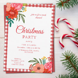 Cartão De Festividades Red Rustic Botanical Christmas Invitation