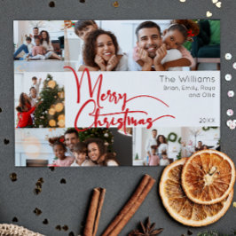 Cartão De Festividades Red Script Feliz Ano de Natal Em Revisão 6 Foto