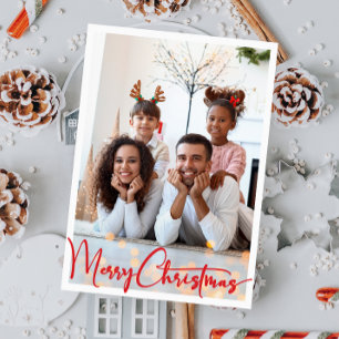 Cartão De Festividades Red Script Felry Christmas Vertical Cheio Photo