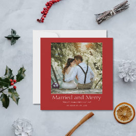 Cartão De Festividades Red Simple Natal casado e Feliz recém-casado