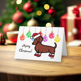 Cartão De Festividades Red Smooth Haired Dachshund Natal