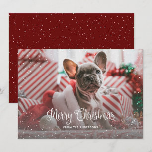 Cartão De Festividades Red Snowy Photo Christmas Cards