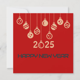 Cartão De Festividades Red Square wish card New Year with Christmas ball