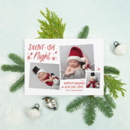 Cartão De Festividades Red Stars Silent ish 3 Photo Collage Baby