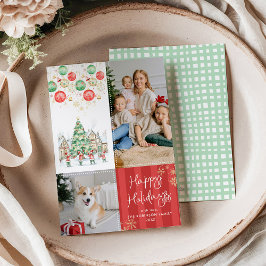 Cartão De Festividades Red Stripes Winter Village Happy Holidays 2 Foto