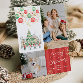 Cartão De Festividades Red Strips Verdes Festivos Feliz Natal 2 Foto