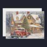 Cartão De Festividades Red Truck Farmhouse Snow Winter Feliz Natal<br><div class="desc">Cartão de cartões de natal natal vintage com uma pintura de um velho caminhão vermelho sentado no carro coberto de neve de uma fazenda. Personalizado no verso com sua mensagem e seu nome. Entre em contato comigo para obter assistência com sua personalização ou para solicitar outros produtos Zazzle correspondentes ou...</div>