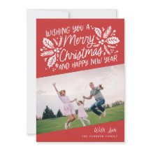 Red Vintage Holly Typografia Foto de Natal