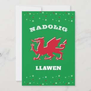 Cartão De Festividades Red Welsh Dragon Felry Natal Nadolig Llawen