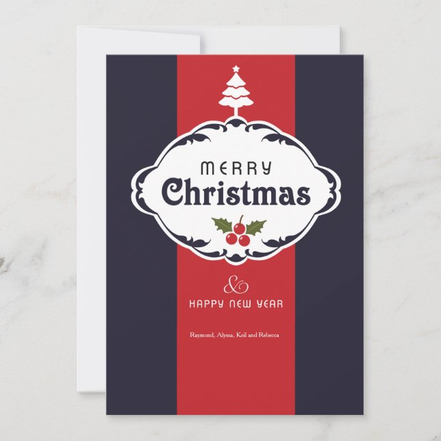 Cartão De Festividades Red White and Blue Christmas Greeting Card (Frente)