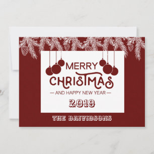 Cartão De Festividades Red White Felry Pine de Natal e Feliz ano novo