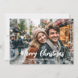 Cartão De Festividades Red White Modern Elegant Family Foto Natal