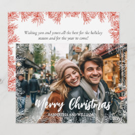 Cartão De Festividades Red White Modern Elegant Family Foto Natal