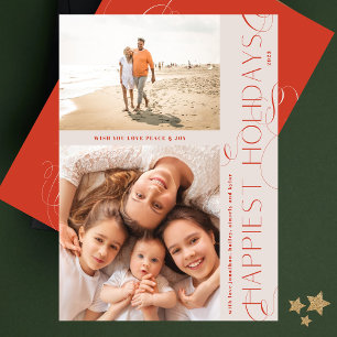 CARTÃO DE FESTIVIDADES REDES NATÁLCIAS VERMELHAS ÚNICAS 2 QUADRO FOTO F