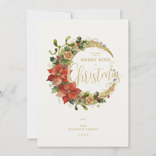 Cartão De Festividades Refinada Lua Botânica Poinsettia Natal TMF26