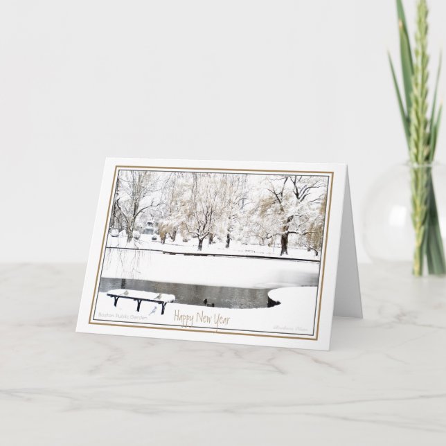 Cartão De Festividades Reflexão: No Ano Novo: Jardim Público de Boston (Frente)