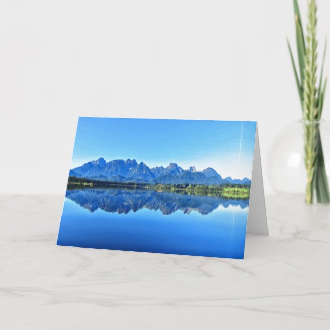 Cartão De Festividades Reflexo do Lago Surreal (Frente)