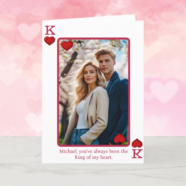 Cartão De Festividades Rei de Copas Foto Texto Personalizado Dia dos Namo (Criador carregado)