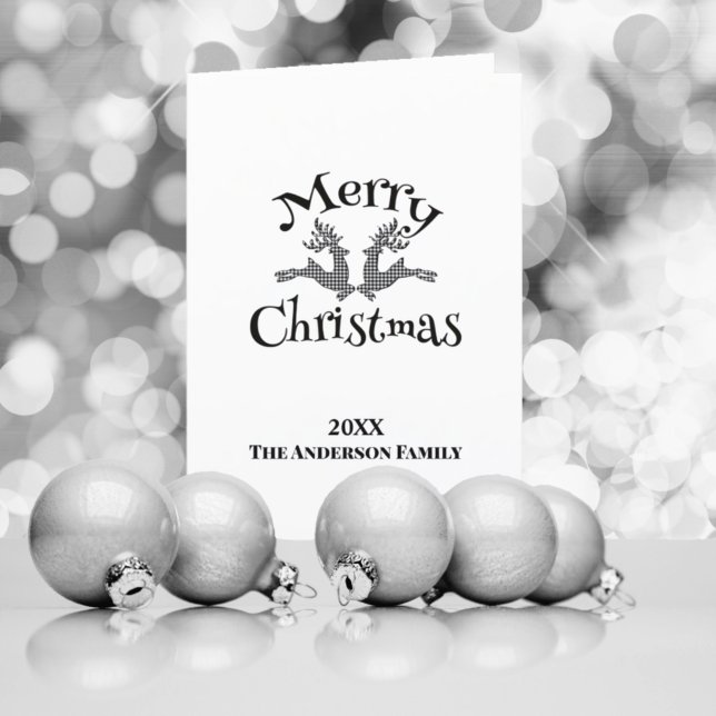 Cartão De Festividades Reindeador de Fotografias Personalizado de Xadrez  (Criador carregado)