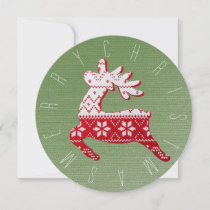 Cartão De Festividades Reindeador Festivo Vermelho/Branco/Knit de Natal V