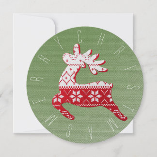 Cartão De Festividades Reindeador Festivo Vermelho/Branco/Knit de Natal V