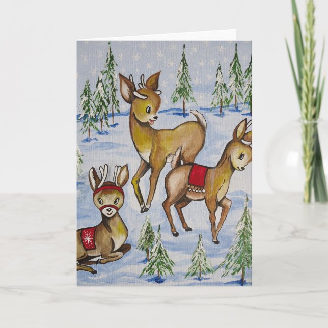 Cartão De Festividades Reindeer (Frente)