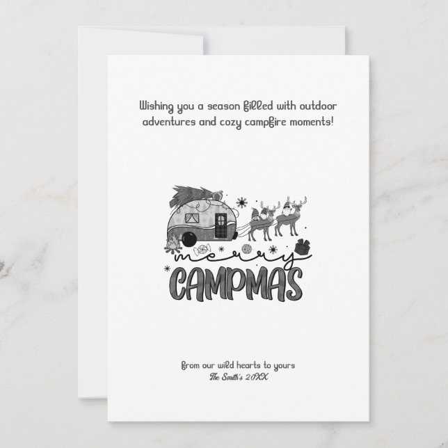 Cartão De Festividades Reindeer do Camper Feriado de Natal ao Ar Livre (Frente)