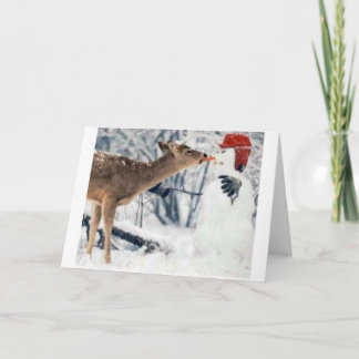 Cartão De Festividades Reindeer Eating Snowman