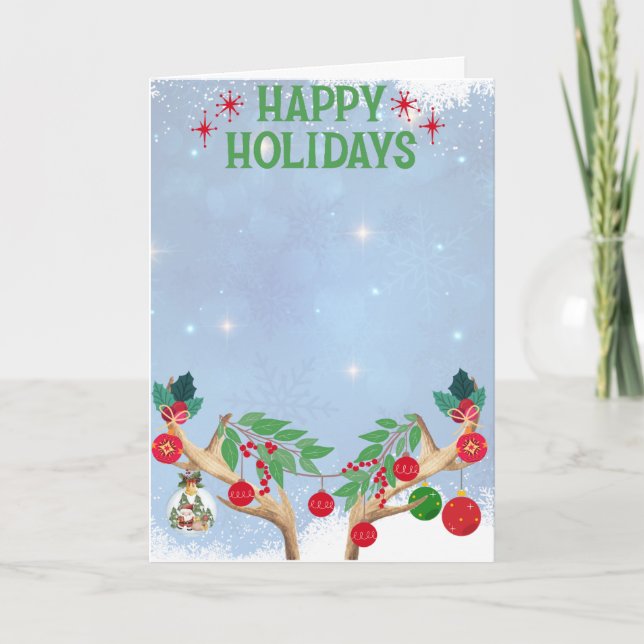Cartão De Festividades Reindeer Happy Holidays (Frente)