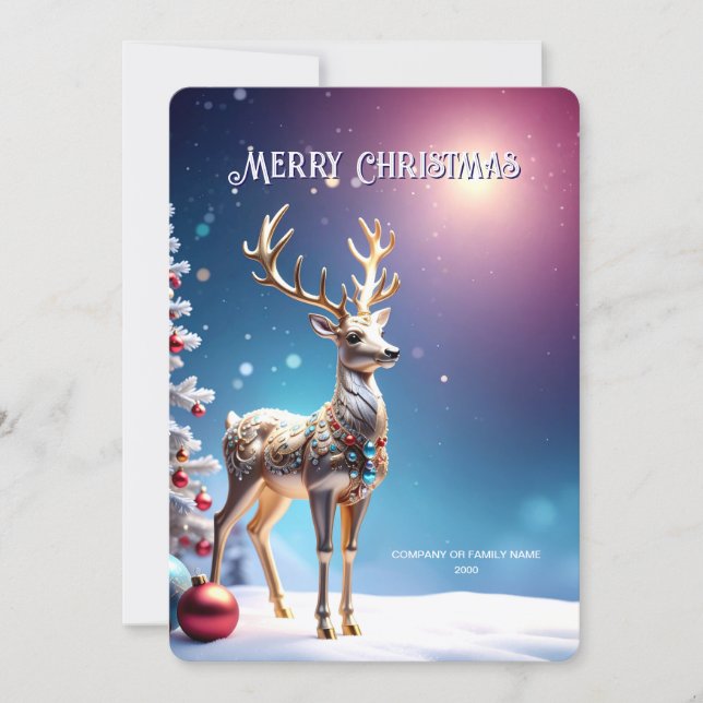 Cartão De Festividades Reindeer Jewels Christmas Holiday Card (Frente)