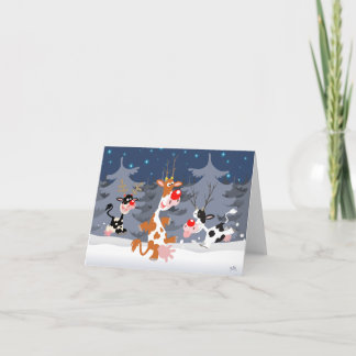 Cartão De Festividades Reindeer na barba de neve