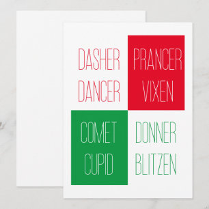 Cartão De Festividades REINDEER NOMES 5.5x7.5 Placa plana