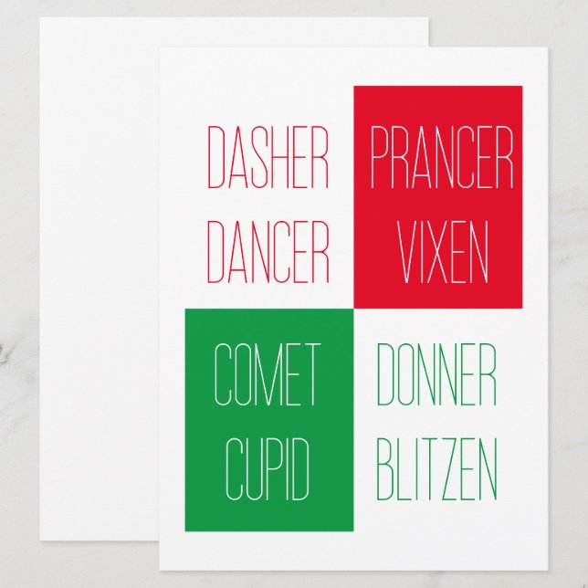 Cartão De Festividades REINDEER NOMES 6.5x8.75 Placa plana (Frente/Verso)