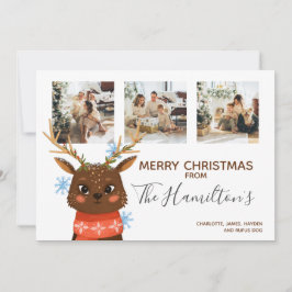 Cartão De Festividades Reindeer Personalizado de Foto Natal 3