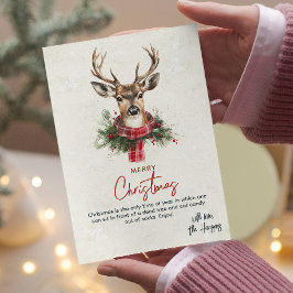 Cartão De Festividades Reindeer Red Scarf e Pine - Natal Personalizado