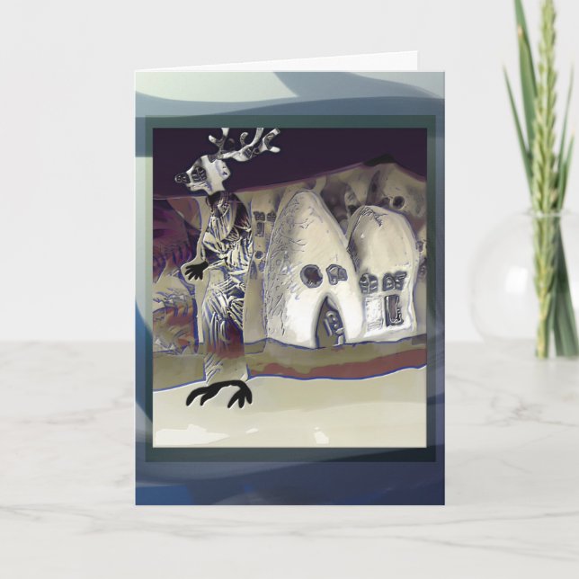 Cartão De Festividades Reindeer shaman vagueia pelas ruas inquietas (Frente)