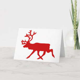 Cartão De Festividades Reindeer Vermelho/Silhueta das Caraíbas