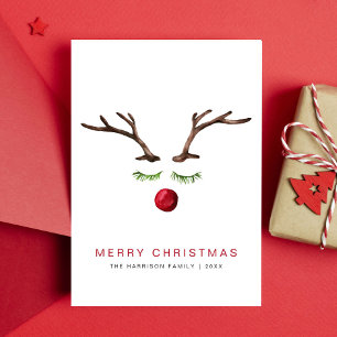 Cartão De Festividades Reindeer Watercolor - Natal Mínimo