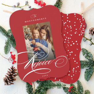 Cartão De Festividades Rejugar Calliografia Foto Vermelha de Natal Religi