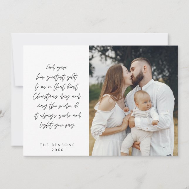 Cartão De Festividades Religioso, Feliz Natal, Foto de Família Cristã (Frente)