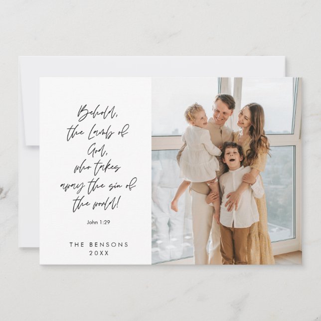 Cartão De Festividades Religioso, Feliz Natal, Foto de Família Cristã (Frente)