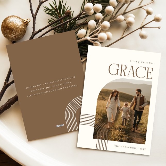 Cartão De Festividades Religious Christian Family Arch Photo Christmas (Criador carregado)