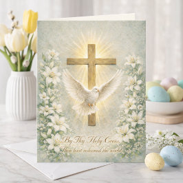 Cartão De Festividades Religious Easter Scripture Lilies Cross