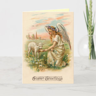 Cartão De Festividades Religious Vintage Easter Angel Card