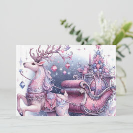 Cartão De Festividades Rena de Natal Caprichosa Roxa
