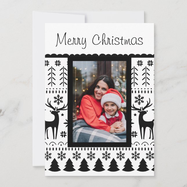 Cartão De Festividades Rena de Natal de Arte Popular Moderna (Frente)