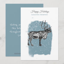 Rena de Natal Vintage Moderno Azul Inverno Neve